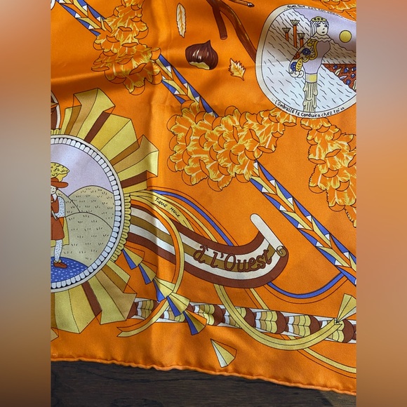 Hermes Orange L'Ombrelle Magique Silk Scarf - Picture 7 of 9